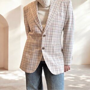Checkered wool blazer jacket